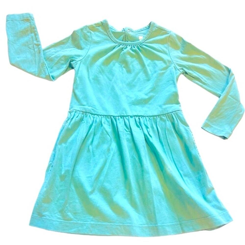Primary Kids Long Sleeve Dress in Lagoon Size 2-3Y